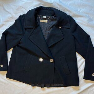 Michael Kors Wool Blend Coat Black Gold Buttons Women's Size Medium